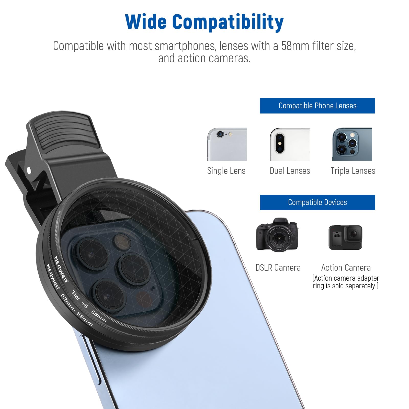 Foto 6 pulgar | Kit De Filtros De Lentes Neewer De 58 Mm Con Clip Para Teléfono Móvil Para Iphone - Venta Internacional.