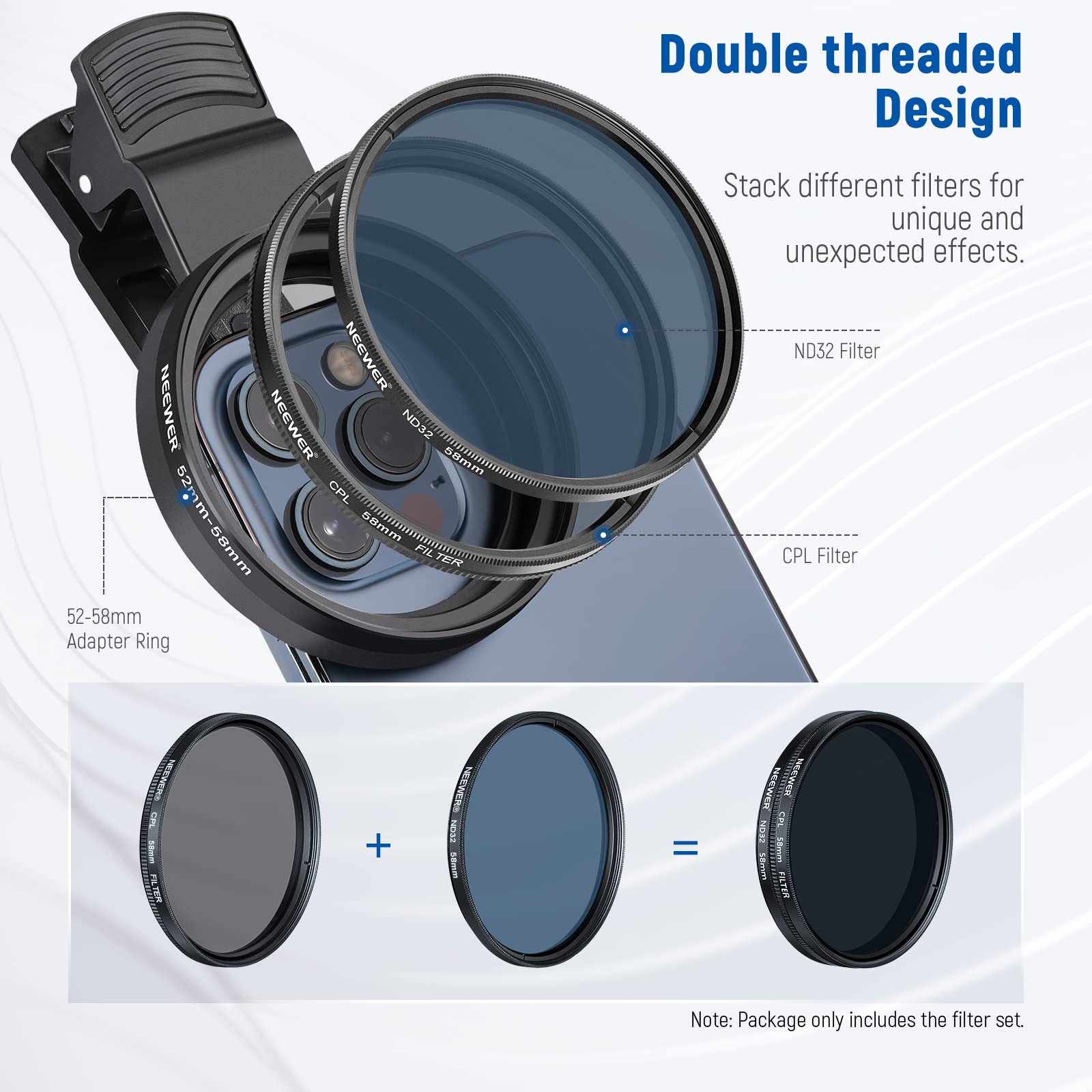 Foto 8 pulgar | Kit De Filtros De Lentes Neewer De 58 Mm Con Clip Para Teléfono Móvil Para Iphone - Venta Internacional.