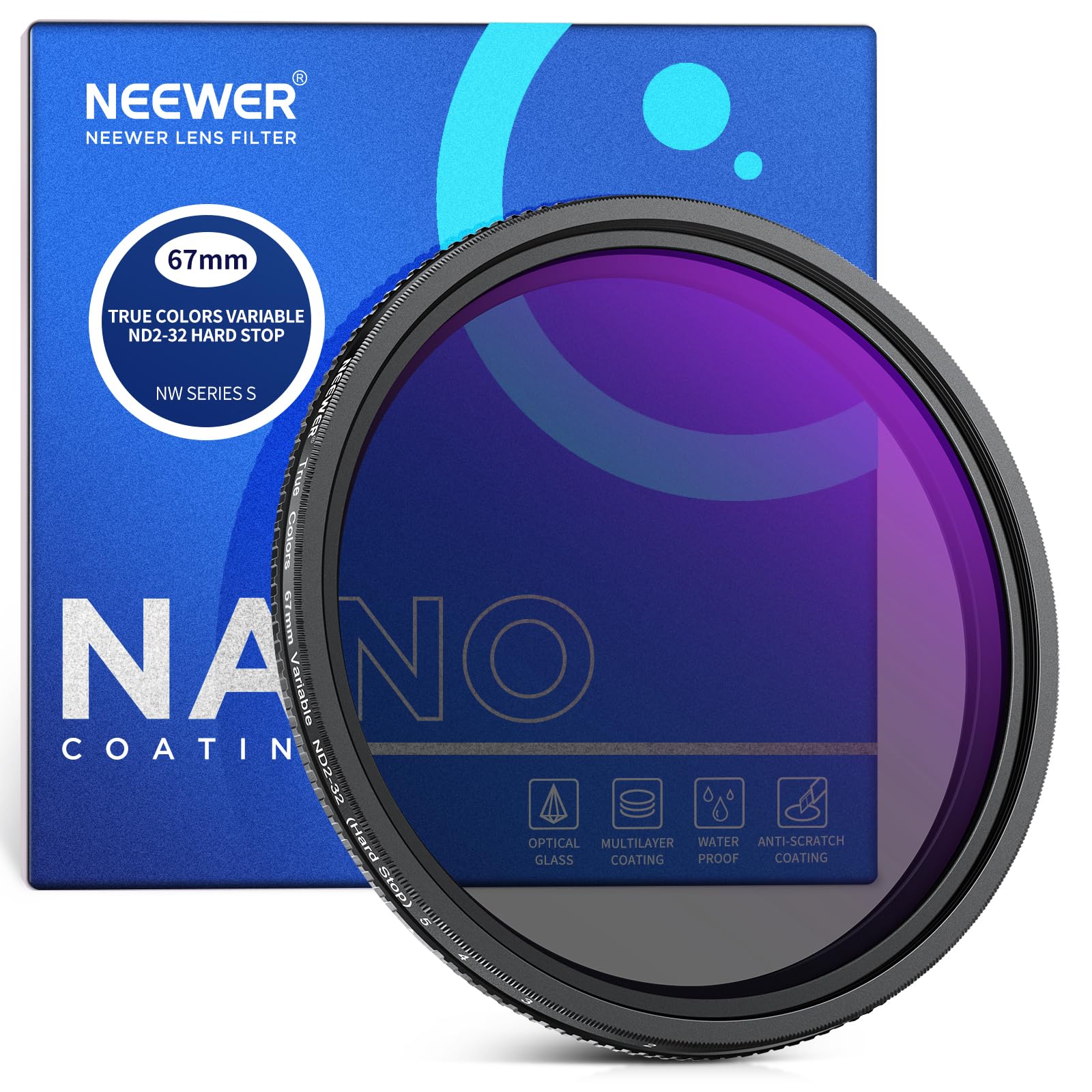 Filtro Nd Variable Neewer 67 Mm True Colors Hard Stop Nd2-32 - Venta Internacional.