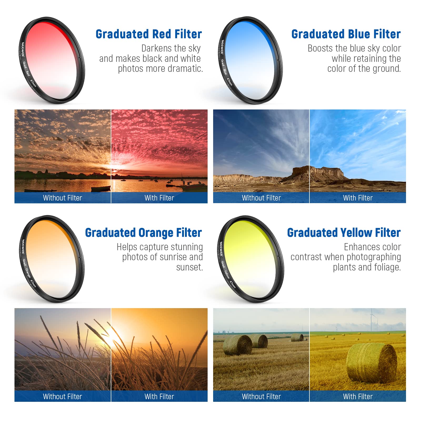 Foto 3 pulgar | Kit De Filtros Neewer 67 Mm Con Cpl, Nd32, Star, 4 Colores Graduados - Venta Internacional.