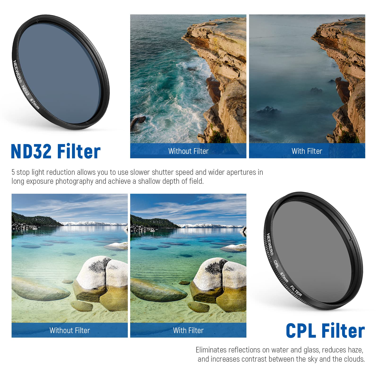 Foto 4 pulgar | Kit De Filtros Neewer 67 Mm Con Cpl, Nd32, Star, 4 Colores Graduados - Venta Internacional.