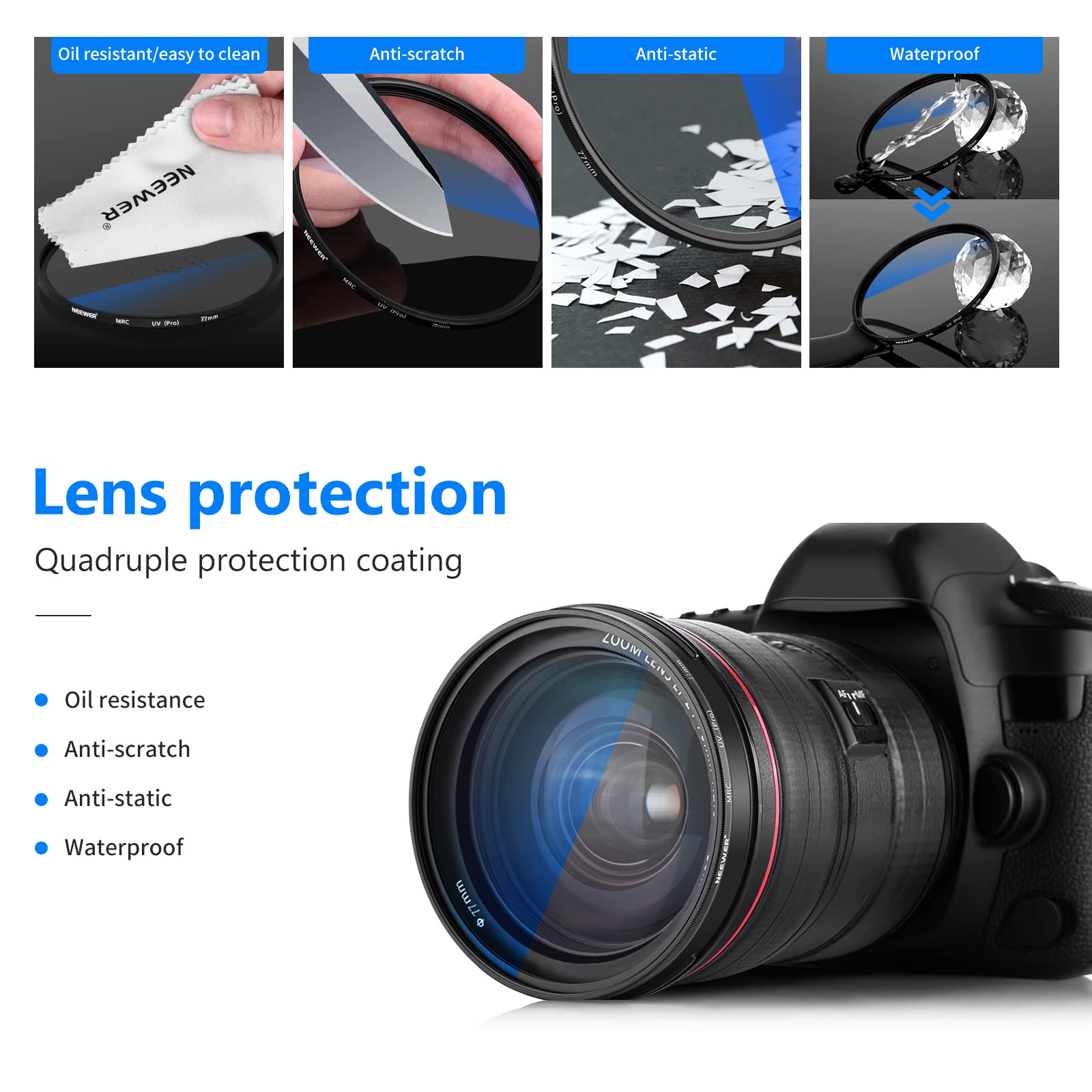 Foto 5 pulgar | Filtro De Protección Uv Neewer 77mm Mrc Nano Coatings - Venta Internacional.