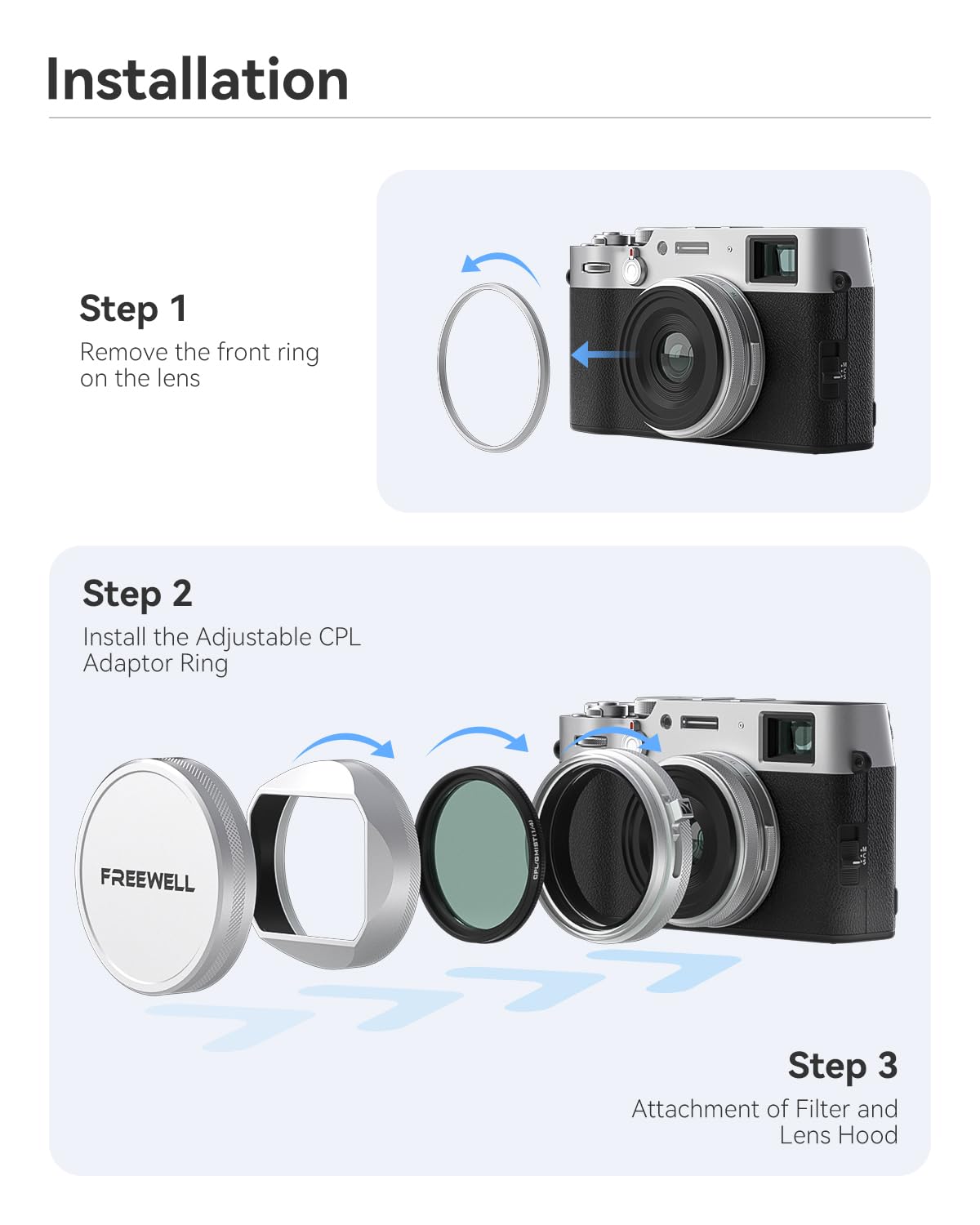 Foto 4 | Kit De Filtros Freewell Cpl/gmist (1/4) Con Parasol Para Lentes Fuji X100 - Venta Internacional.