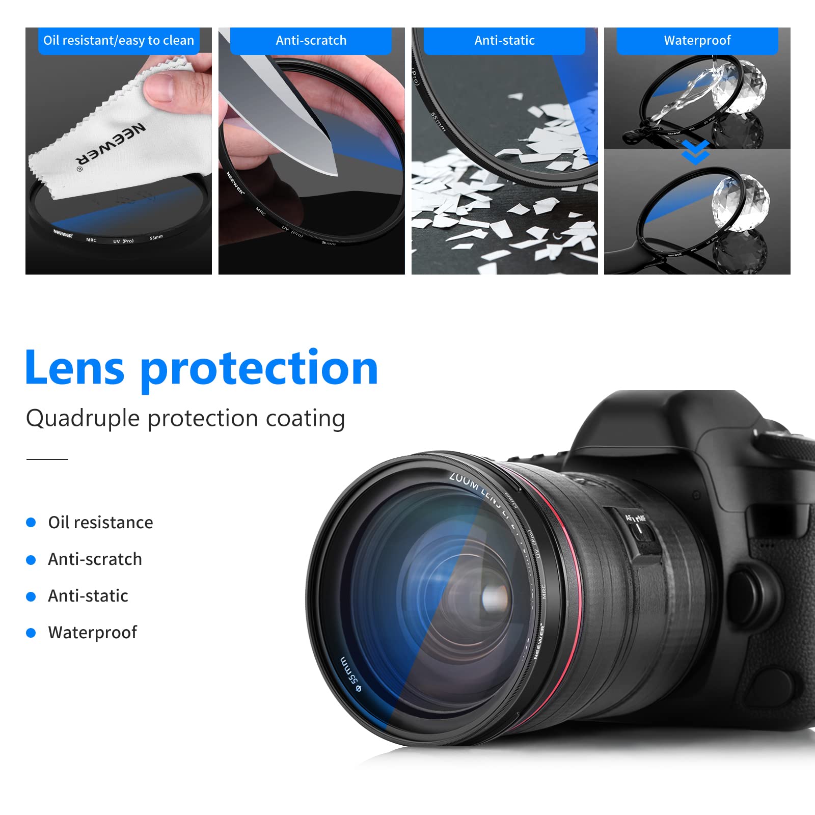 Foto 6 | Filtro De Protección Uv Neewer 55mm Mrc Nano Coatings - Venta Internacional.