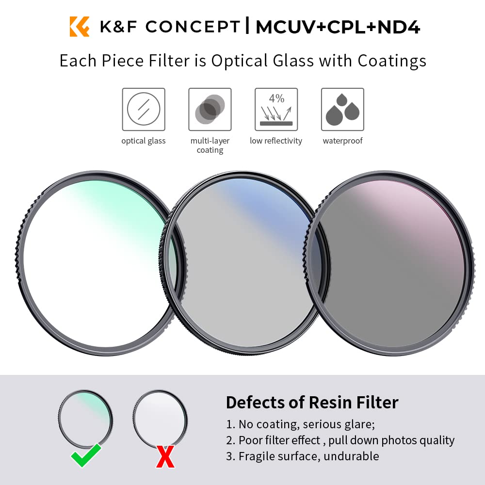 Foto 3 pulgar | Kit De Filtros De Lentes K&f Concept 67 Mm Uv/cpl/nd4 Con Paño De Limpieza - Venta Internacional.