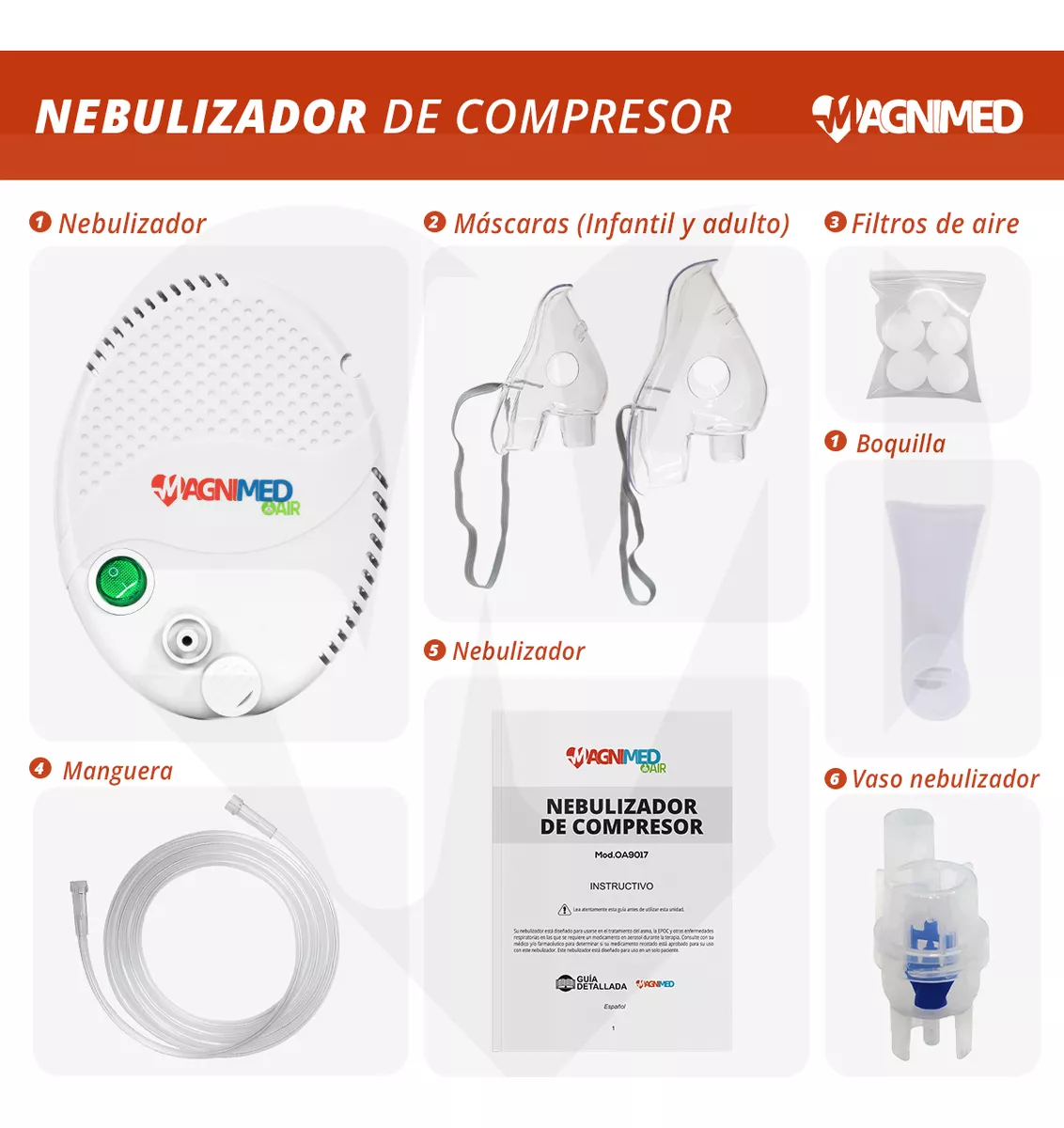 Foto 6 pulgar | Nebulizador de Compresor Infantil Y Adulto - Compacto Ideal para Asma Alergias y Otros Trastornos Respiratorios