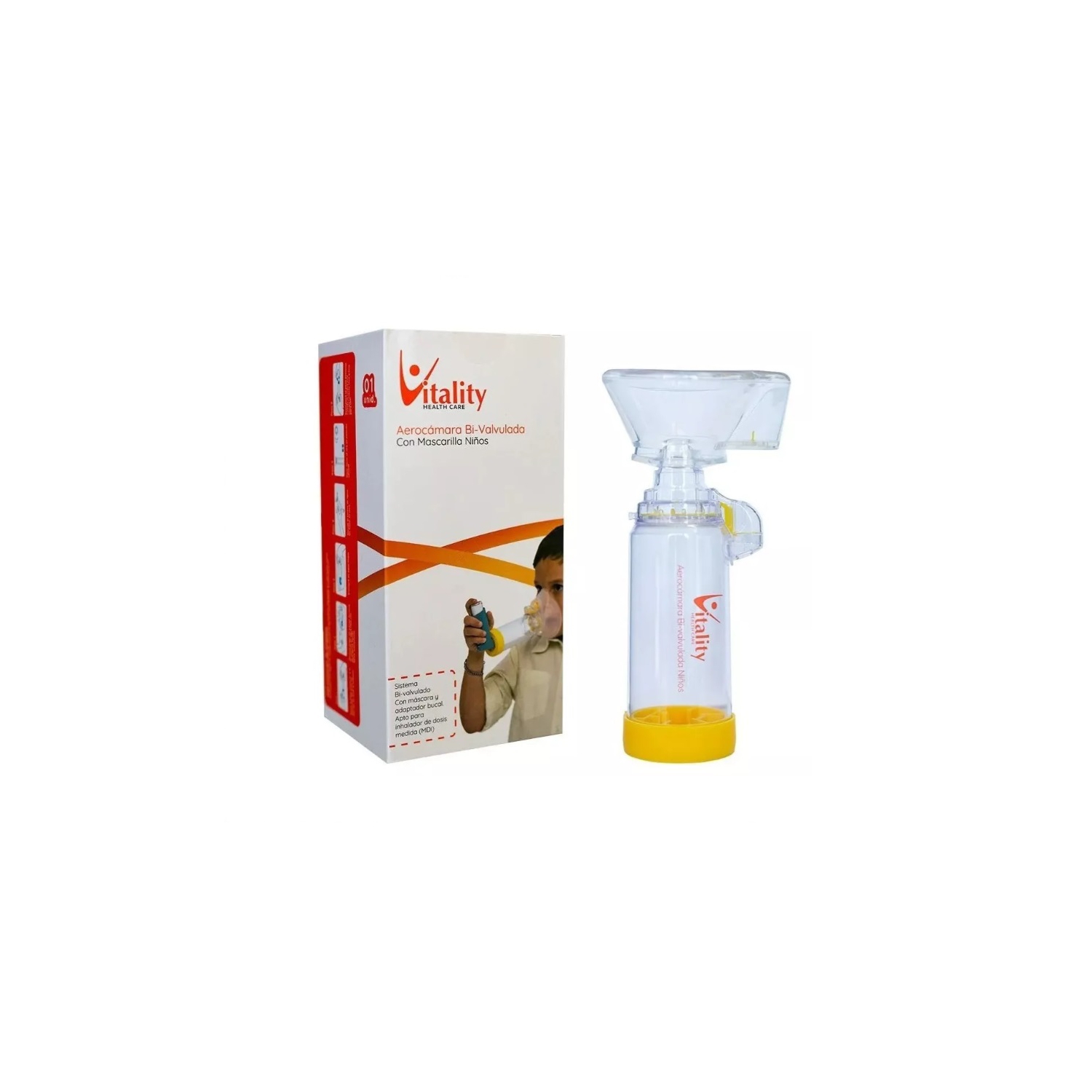 Foto 2 pulgar | Nebulizador Bivalvulado Para Niños Aerochamber Vitali - Venta Internacional.