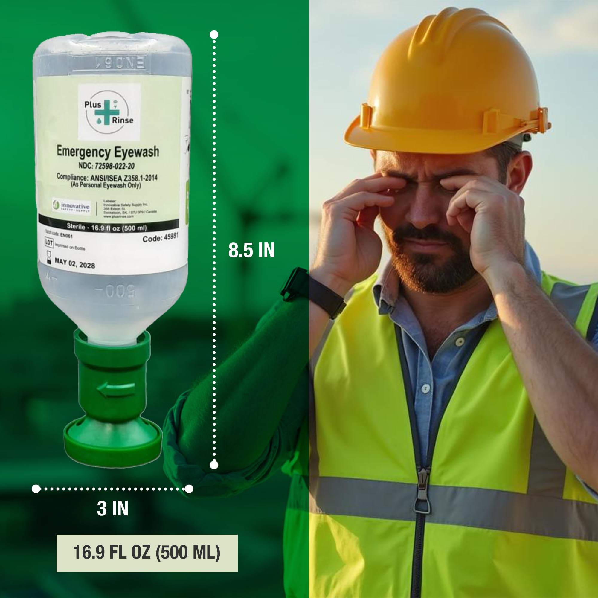 Foto 5 pulgar | Solución Salina Estéril Eyewash Solution Plus Rinse  500 Ml  2 Con Vaso - Venta Internacional.