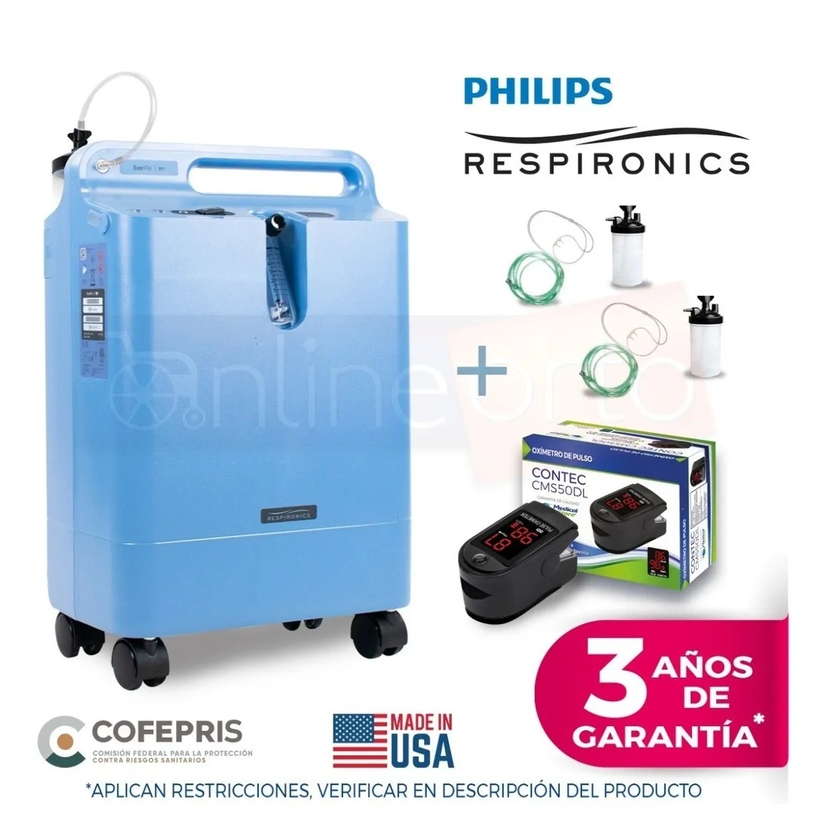 Foto 3 pulgar | Concentrador de Oxígeno 5 l Philips Respironics + Oxímetro
