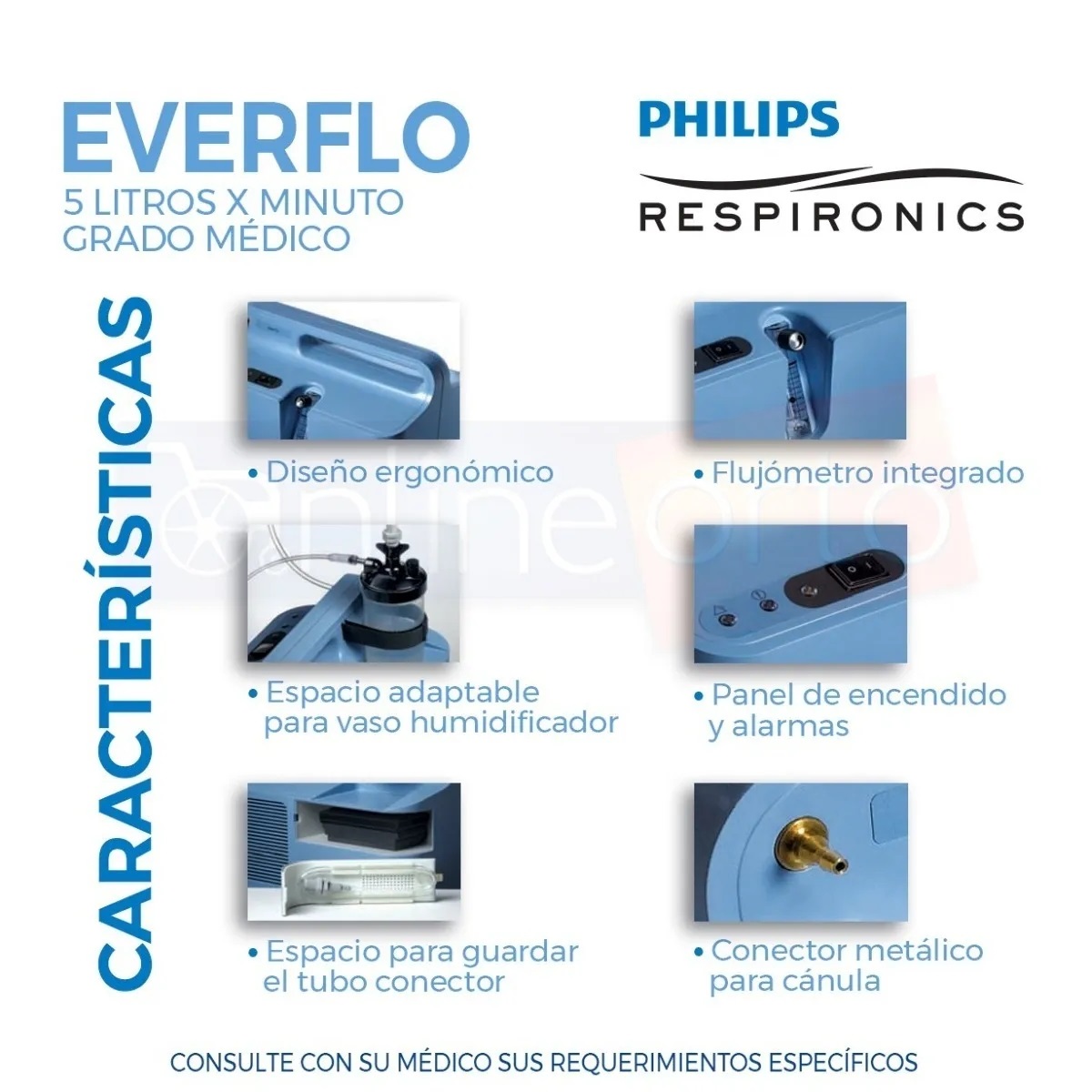 Foto 4 pulgar | Concentrador de Oxígeno 5 l Philips Respironics + Oxímetro