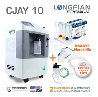 Foto 2 | Concentrador Oxigeno Premium 10 Litros 24/7 + Inspirómetro Longfian