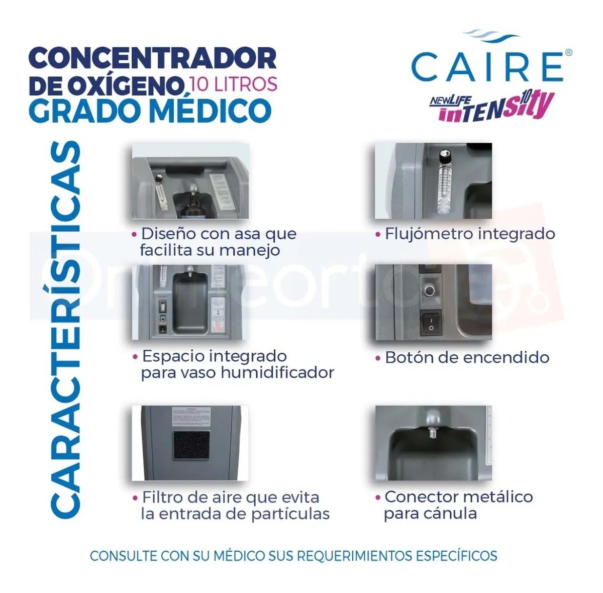 Foto 4 pulgar | Concentrador de Oxígeno 10 Lt Caire PQT099-1 Gris