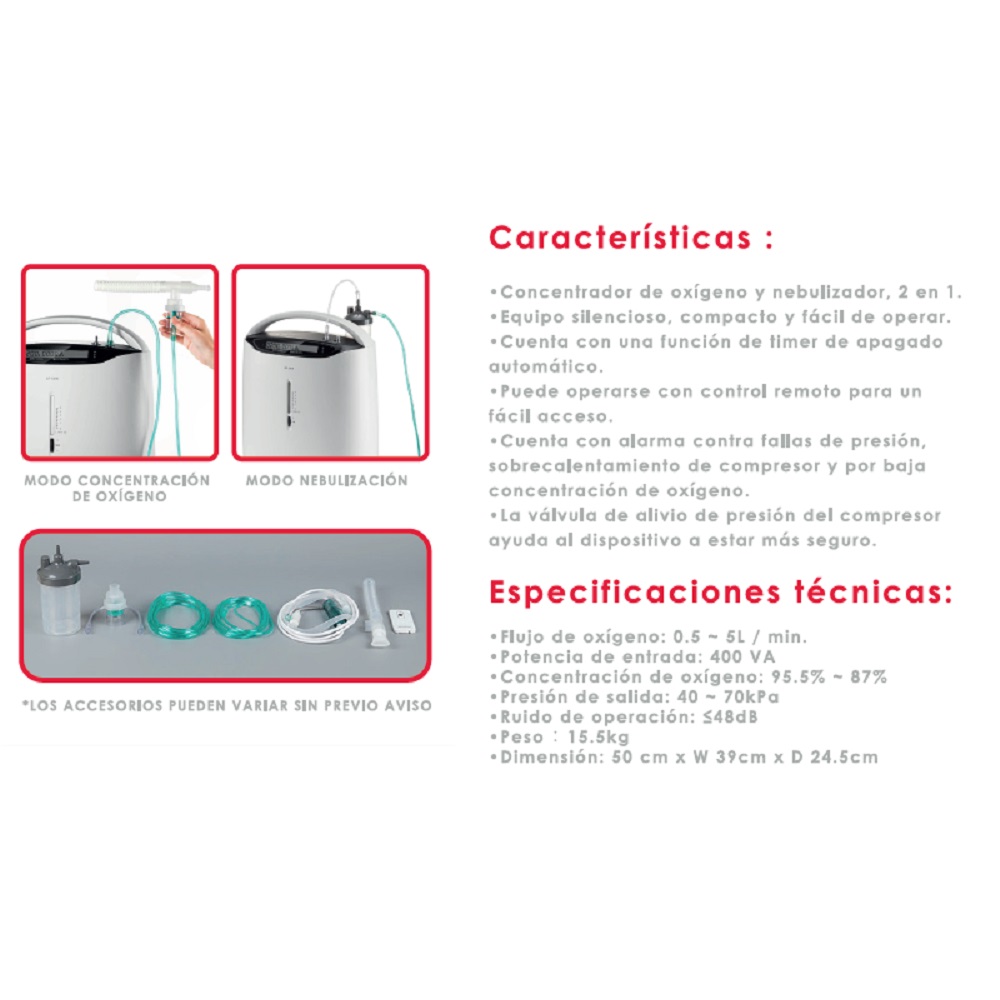Foto 7 pulgar | Concentrador De Oxígeno Estacionario Y Nebulizador Olv8f