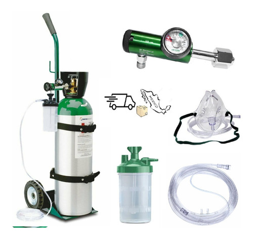 Tanque de Oxígeno EQMED 1700 Lt Portátil  Kit Completo Vacío M60