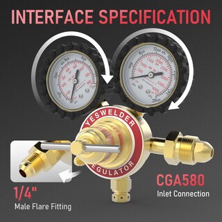 Foto 2 | Regulador De Nitrógeno Yeswelder 0-800 Psi Con Manguera De Entrada Cga580 - Venta Internacional.