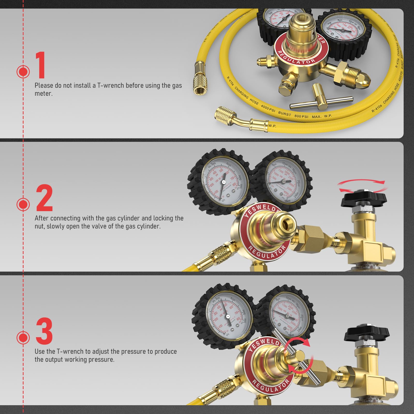Foto 5 pulgar | Regulador De Nitrógeno Yeswelder 0-800 Psi Con Manguera De Entrada Cga580 - Venta Internacional.