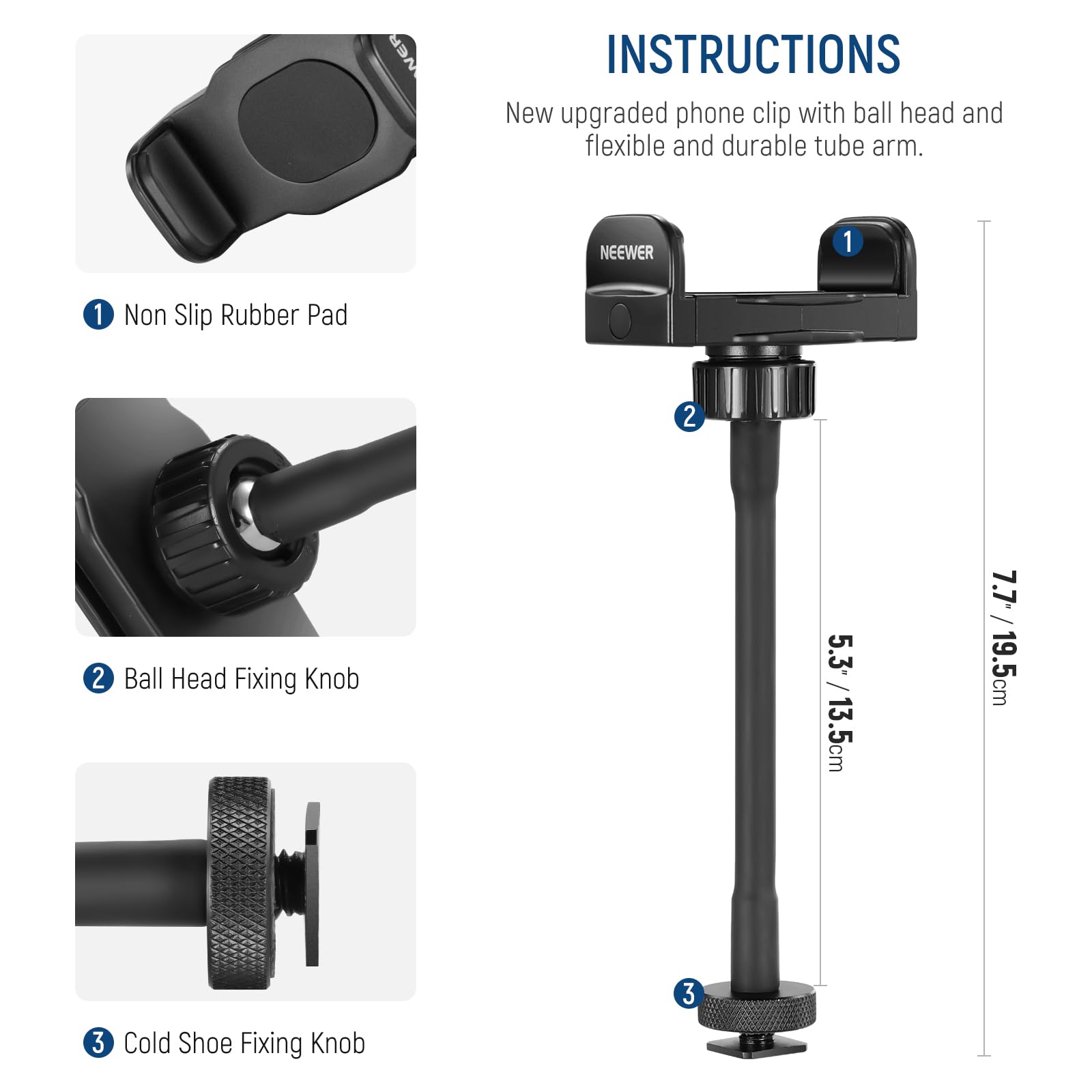 Foto 7 pulgar | Soporte Para Teléfono Neewer Flexible Con Zapato Frío Para Anillo De Luz - Venta Internacional.