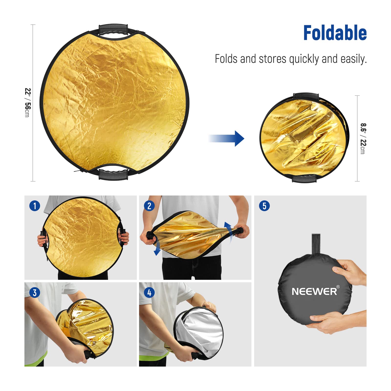 Foto 8 pulgar | Reflector Neewer Rf-56ii 22/56 Cm Con Mango 5 En 1 - Venta Internacional.