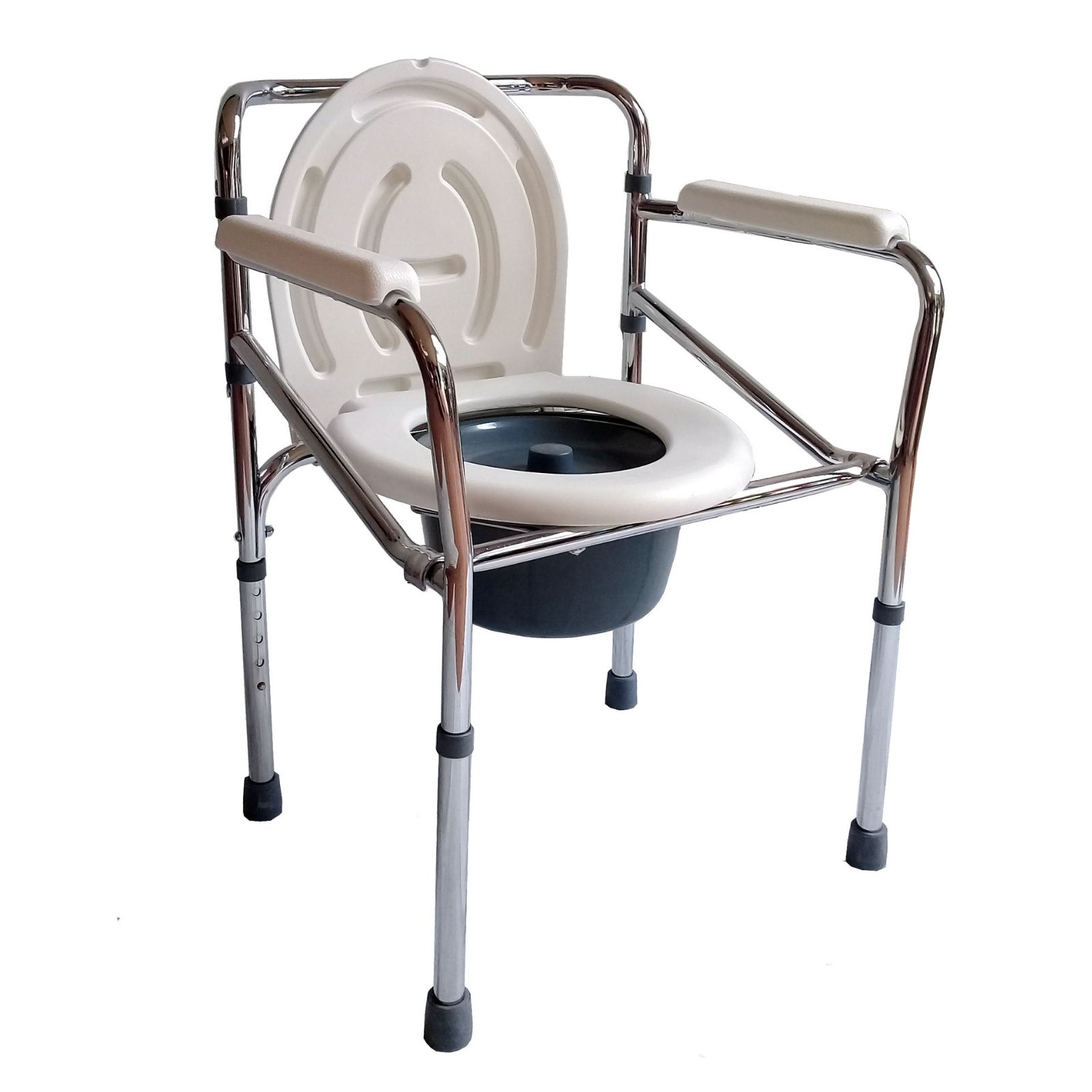 Silla con Baño para Discapacitado Eko Mobility color Blanco Cómodo Plegable Cromado de Acero