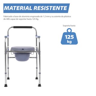 Foto 4 | Silla Para Wc Cómodo Onof Montana Ajustable 3 En 1 Plegable C/ Cubeta Incluido Color Plateado