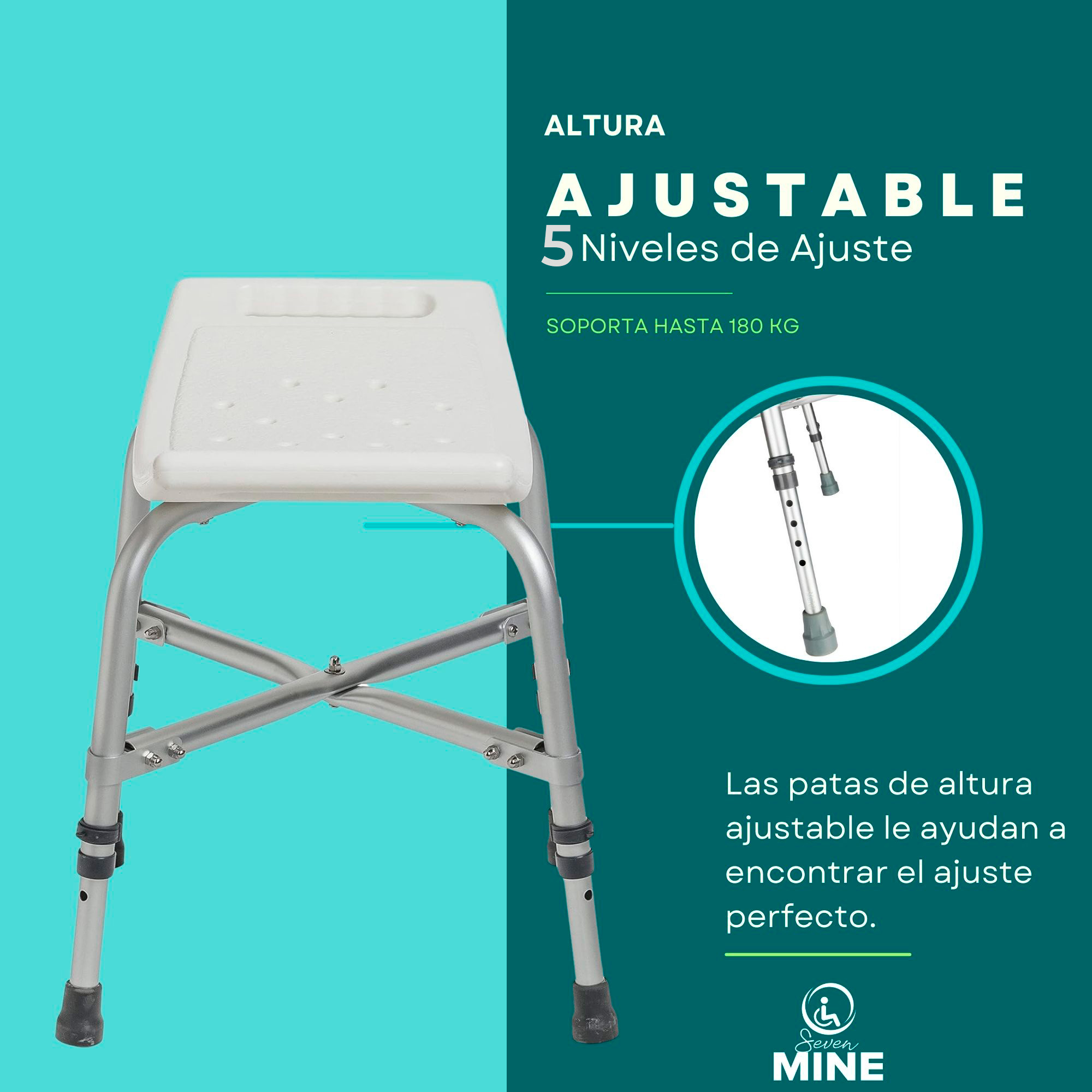 Foto 3 pulgar | Banco Para Baño Bariátrica Soporta 180kg Para Sobrepeso| Reforzado