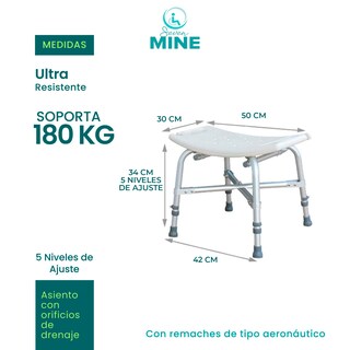 Foto 4 | Banco Para Baño Bariátrica Soporta 180kg Para Sobrepeso| Reforzado