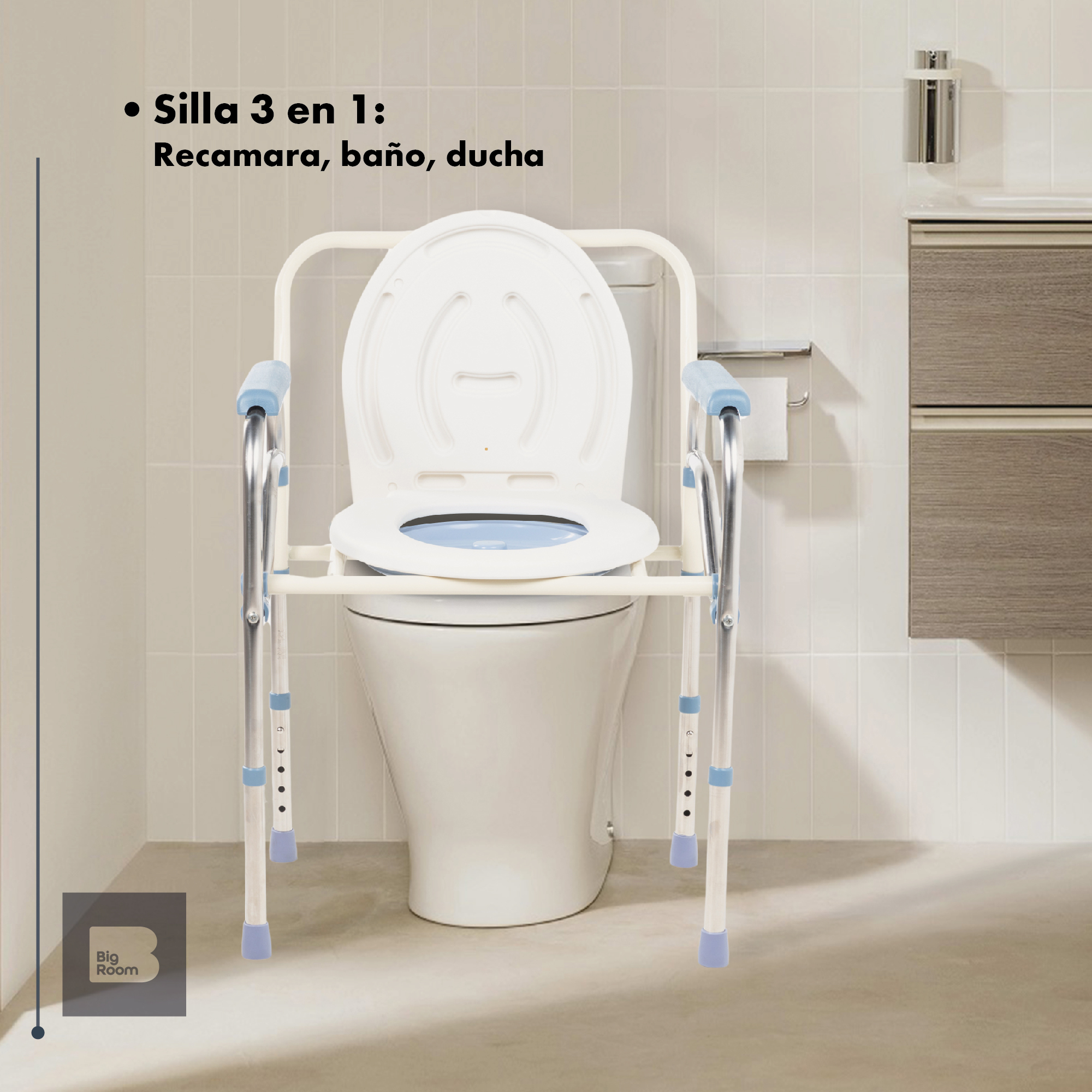 Foto 5 pulgar | Silla Comodo Aumento Ducha Para Wc Baño 3 En 1 Adulto Mayor