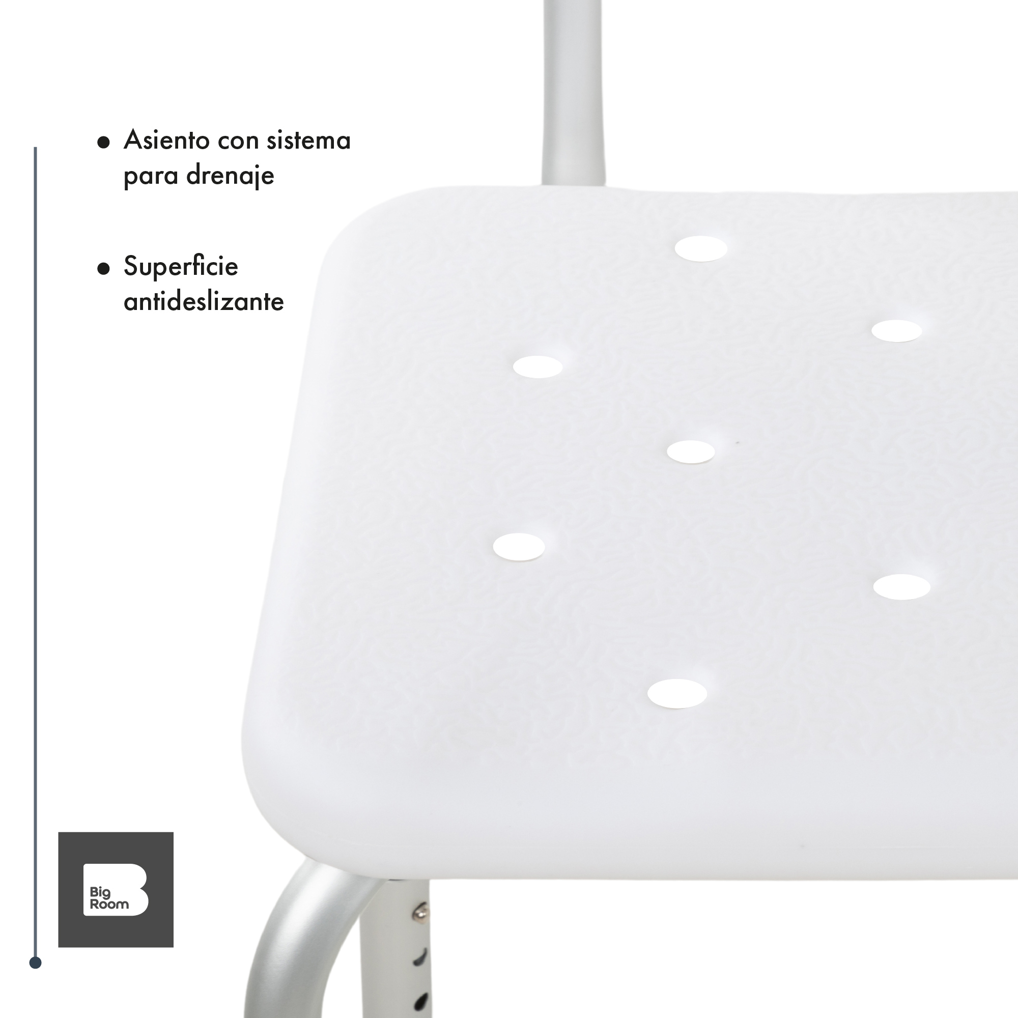 Foto 7 pulgar | Silla De Baño Ducha Discapacitados Ajustable Respaldo Adulto