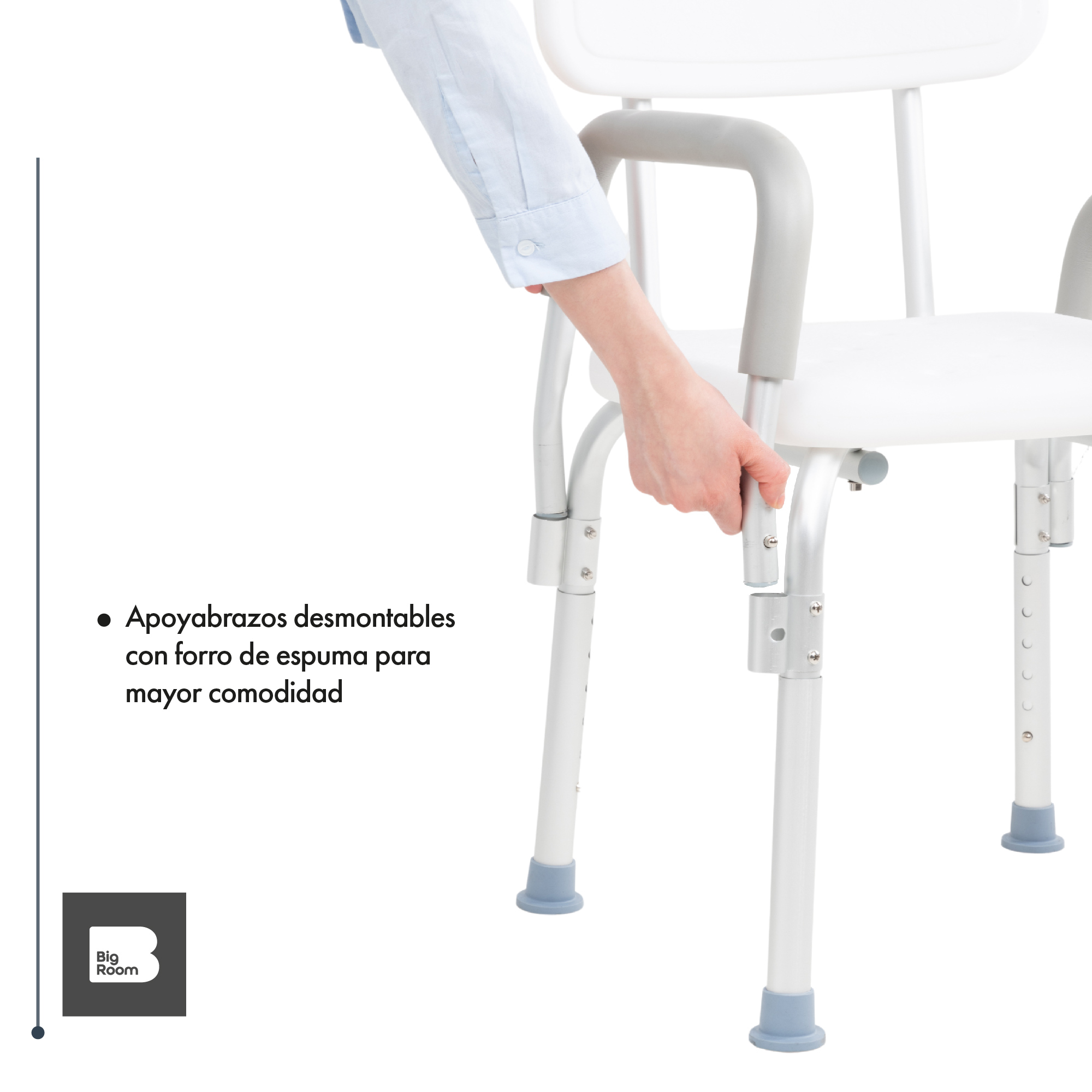 Foto 8 pulgar | Silla De Baño Ducha Discapacitados Ajustable Respaldo Adulto