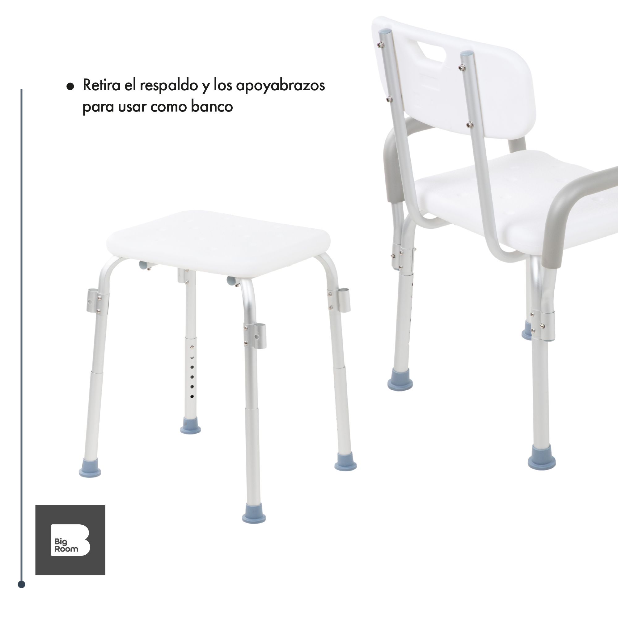 Foto 9 pulgar | Silla De Baño Ducha Discapacitados Ajustable Respaldo Adulto