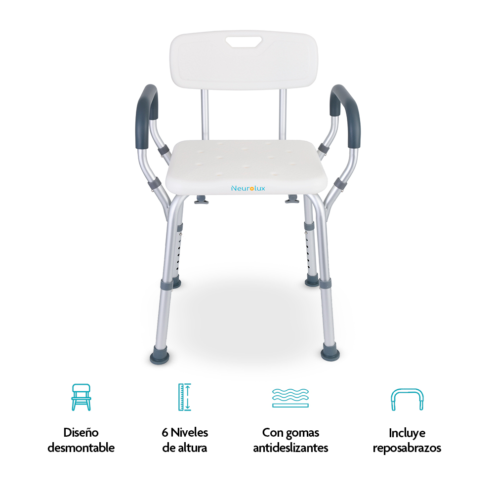 Foto 3 pulgar | Silla Para Ducha Antideslizante Para Adultos Mayores Hasta 150 Kg, Neurolux, Color Blanco, 83912