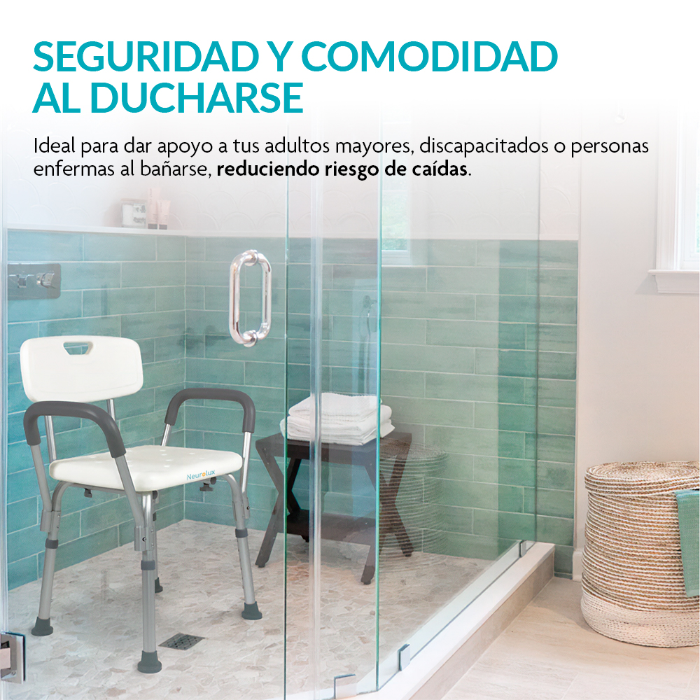 Foto 4 pulgar | Silla Para Ducha Antideslizante Para Adultos Mayores Hasta 150 Kg, Neurolux, Color Blanco, 83912