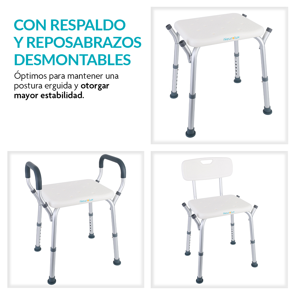 Foto 5 pulgar | Silla Para Ducha Antideslizante Para Adultos Mayores Hasta 150 Kg, Neurolux, Color Blanco, 83912