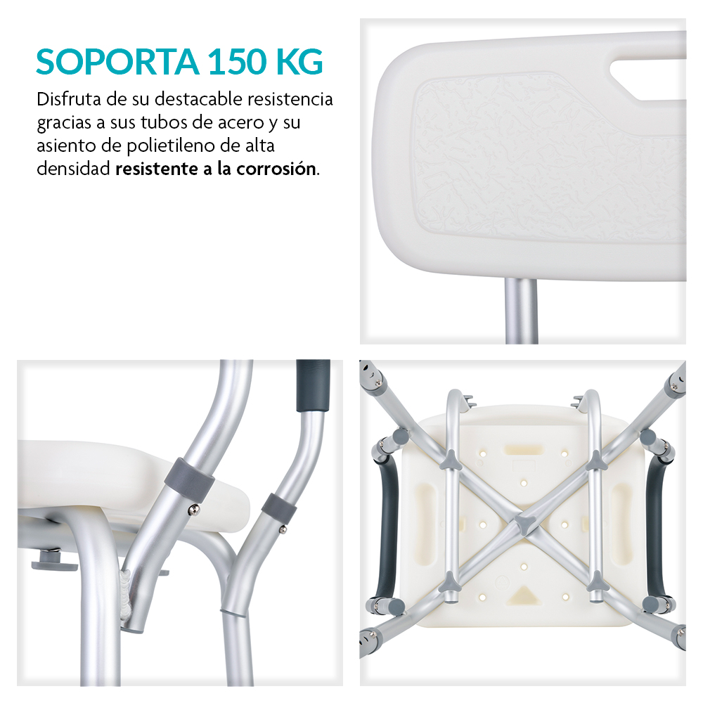 Foto 8 pulgar | Silla Para Ducha Antideslizante Para Adultos Mayores Hasta 150 Kg, Neurolux, Color Blanco, 83912