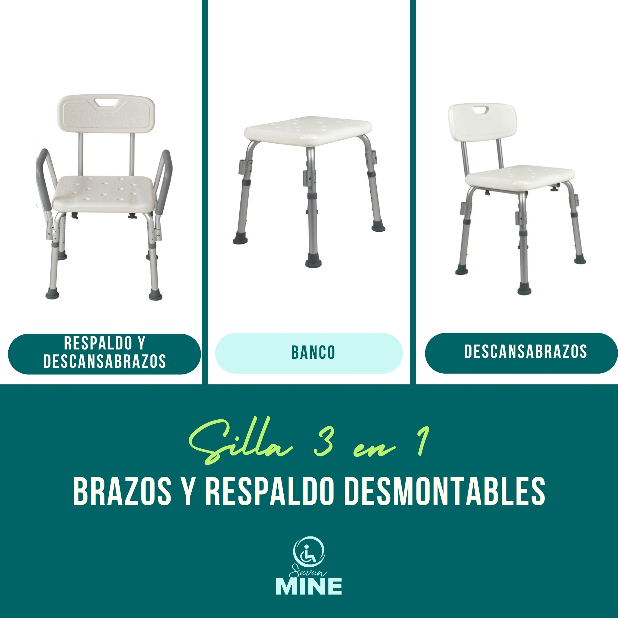 Foto 4 pulgar | Silla Para Baño Adulto Mayor Con Almohadilla | Brazos Y Respaldo Desmontables