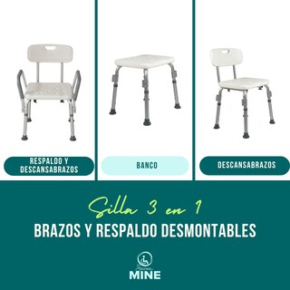 Foto 3 | Silla Para Baño Adulto Mayor Con Almohadilla | Brazos Y Respaldo Desmontables