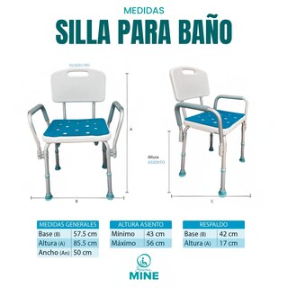 Foto 4 | Silla Para Baño Adulto Mayor Con Almohadilla | Brazos Y Respaldo Desmontables