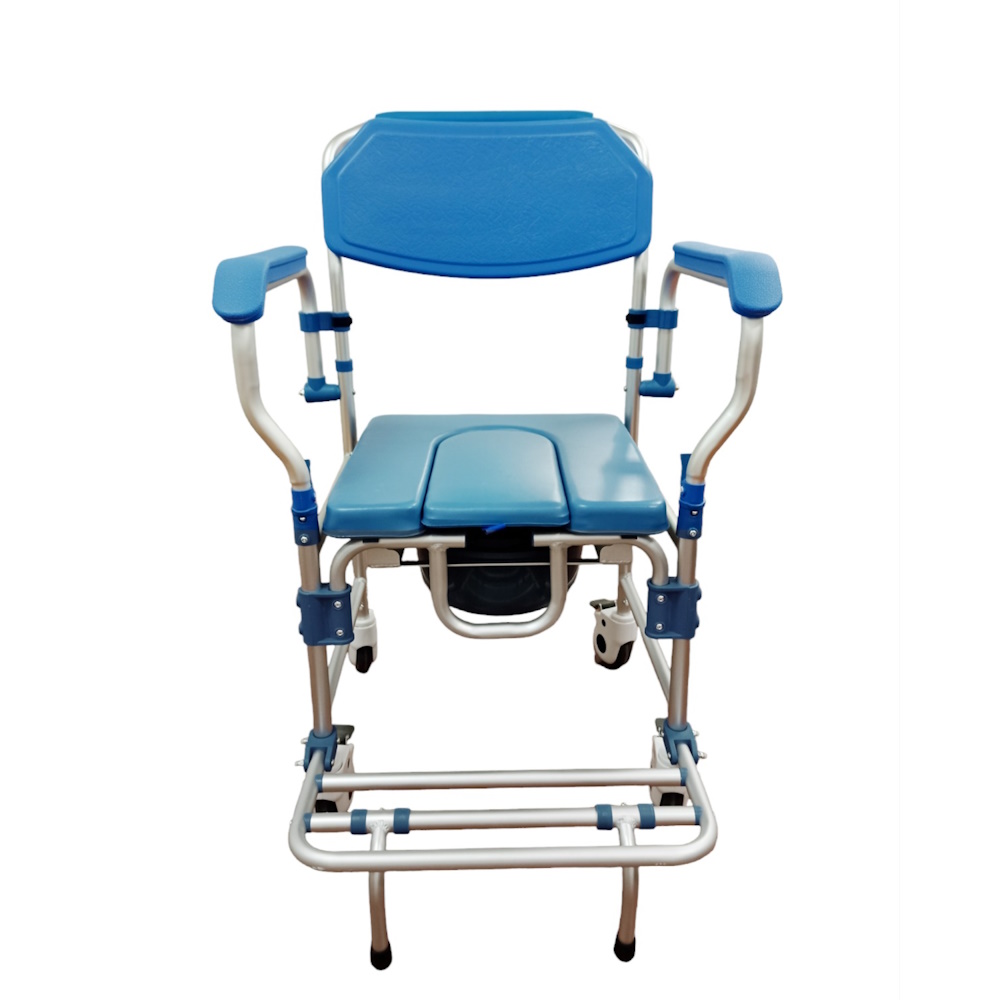 Silla Aluminio Freno Llanta P/duchas Azul Mobicare