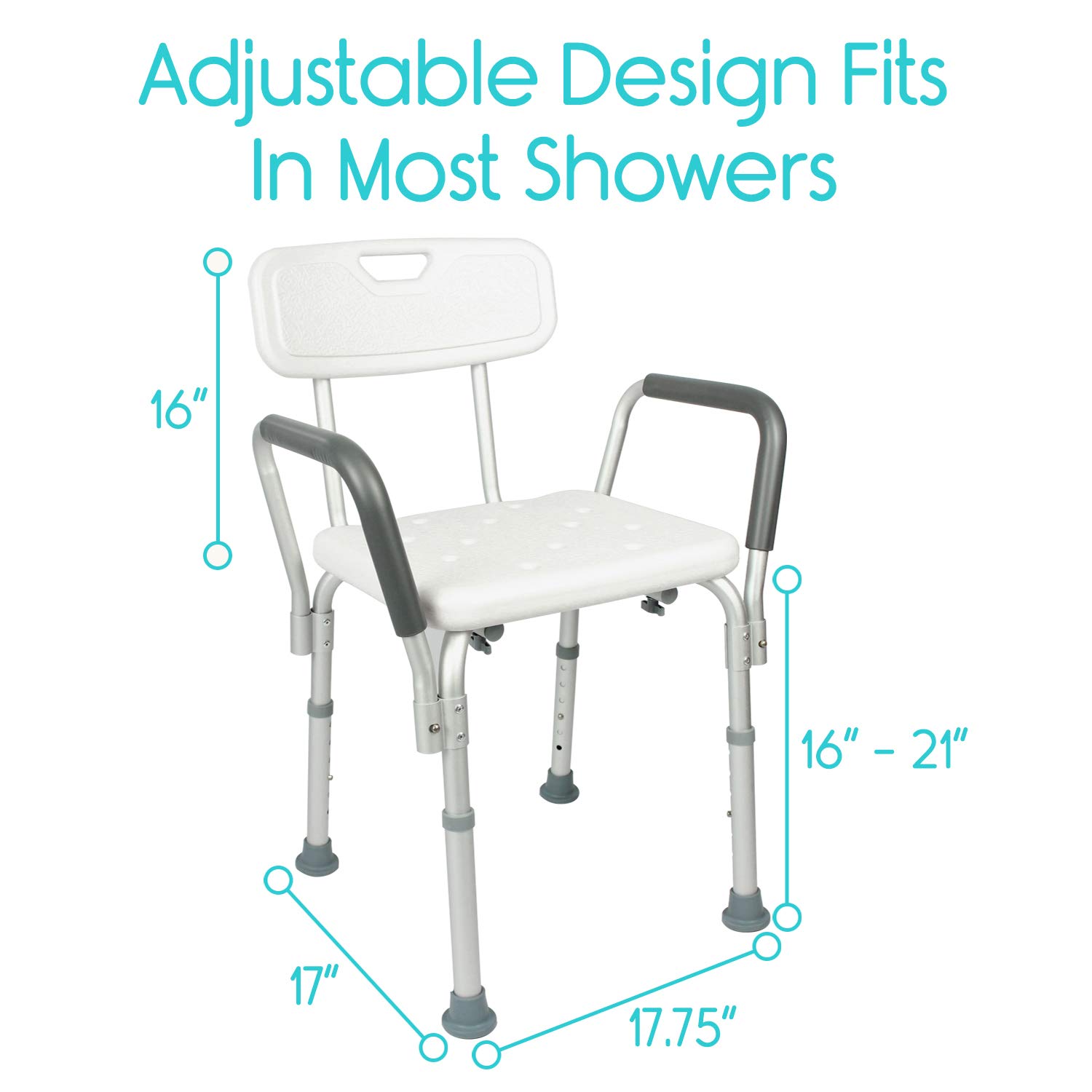 Foto 6 pulgar | Silla De Ducha Vive Con Brazos Y Respaldo, Pequeña, Estrecha, Médica - Venta Internacional.
