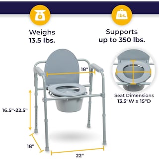 Foto 5 | Silla Comodo 3 En 1 Soporte 158 Kg Inodoro Portátil Y Plegable Con Cubeta Drive M. Gris