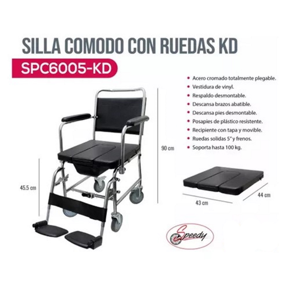 Foto 3 pulgar | Silla de Baño Speedy Plegable con Reposapiés y Ruedas