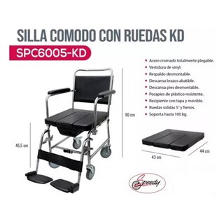 Foto 2 | Silla de Baño Speedy Plegable con Reposapiés y Ruedas