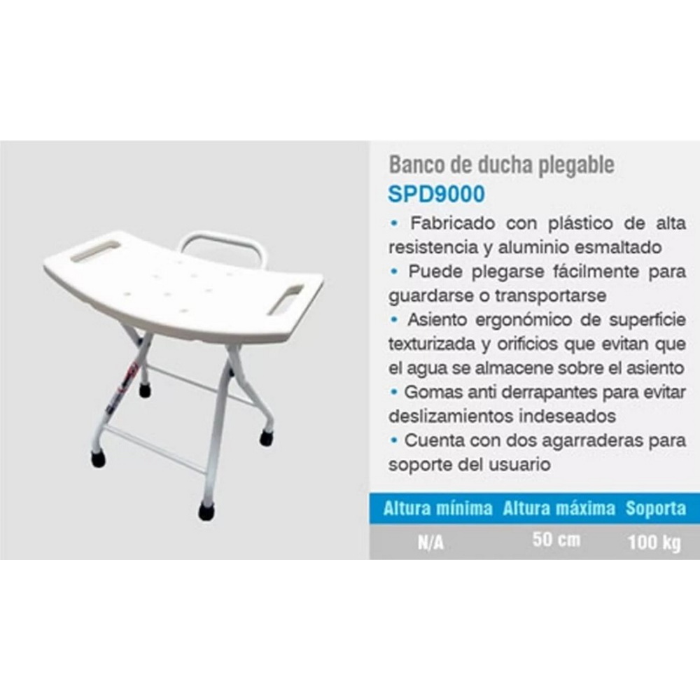 Foto 3 pulgar | Banco Ducha Plegable Blanco Ergonomico Antiderrapante Speedy