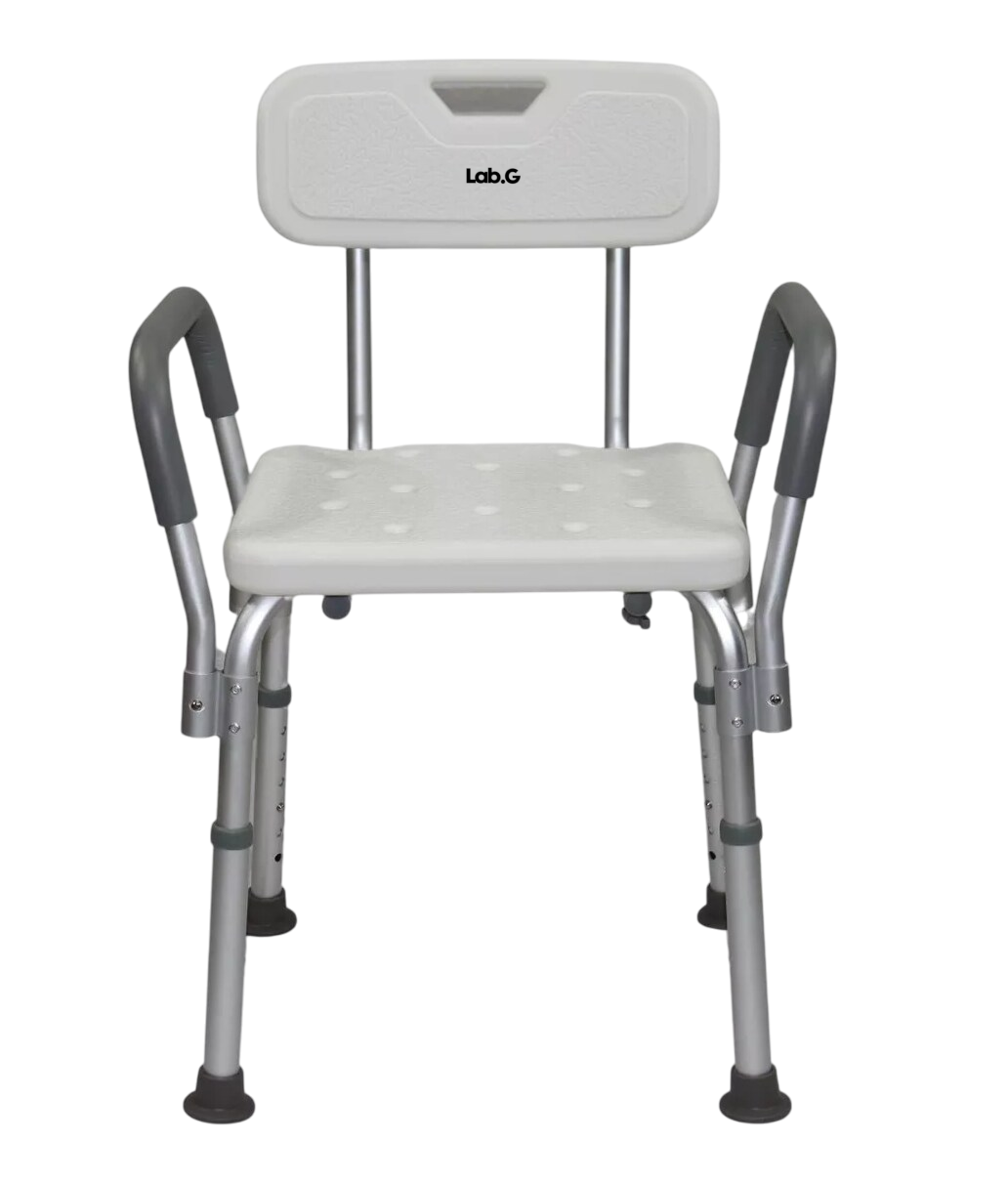 Silla De Ducha Ortopédica Para Baño Con Respaldo Ajustable Blanco/negro