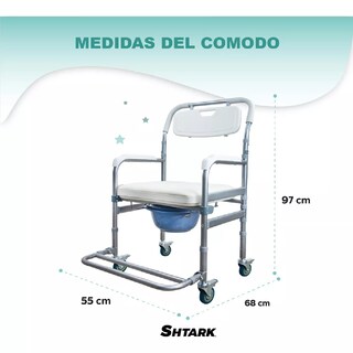 Foto 2 | Silla para Baño Discapacitados Ducha Comodo Wc Ruedas