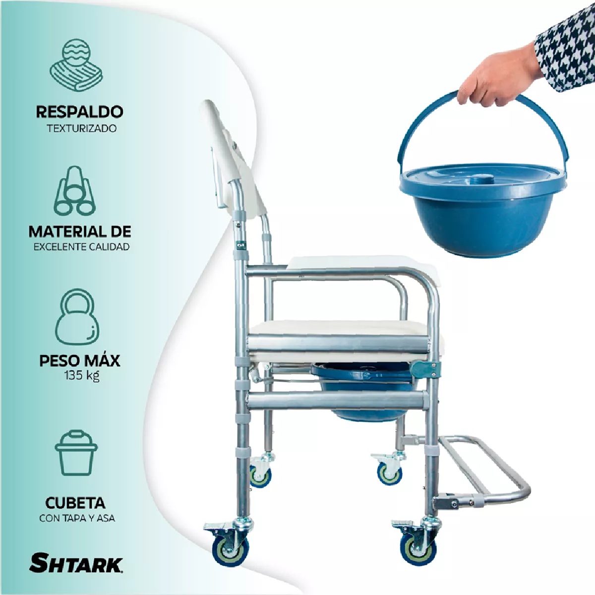 Foto 5 pulgar | Silla para Baño Discapacitados Ducha Comodo Wc Ruedas