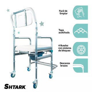 Foto 5 | Silla para Baño Discapacitados Ducha Comodo Wc Ruedas
