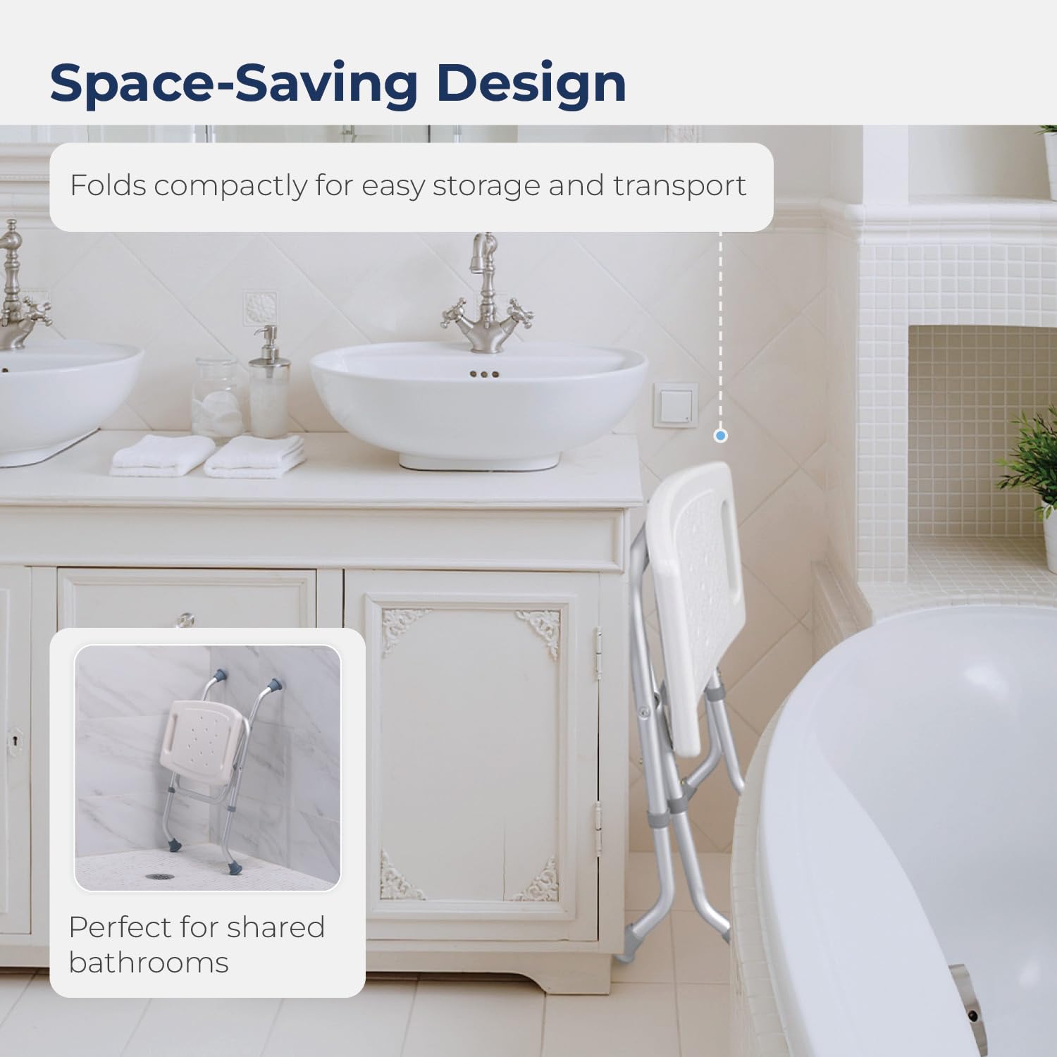 Foto 6 pulgar | Silla De Ducha Drive Medical 12486, Banco De Baño Plegable, Blanco - Venta Internacional.