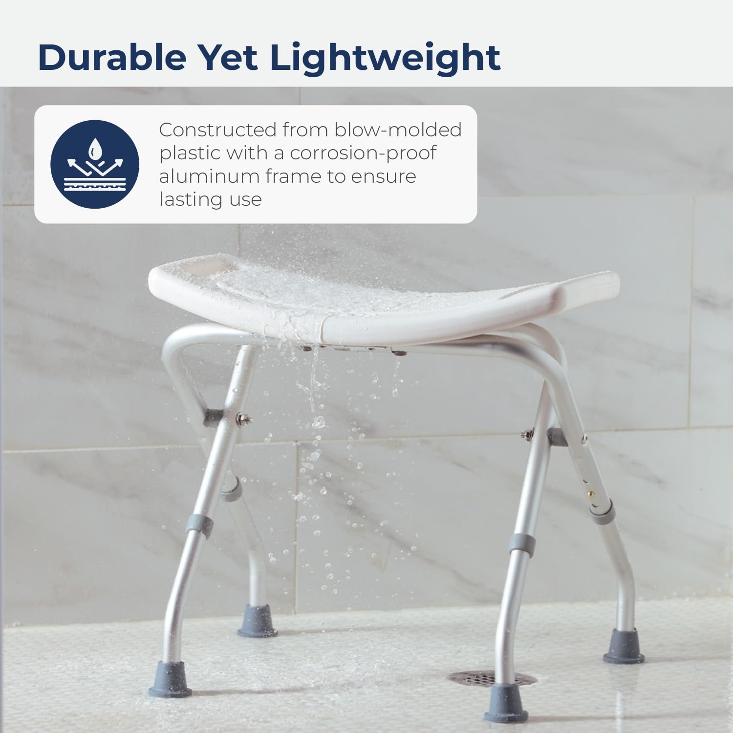 Foto 7 pulgar | Silla De Ducha Drive Medical 12486, Banco De Baño Plegable, Blanco - Venta Internacional.