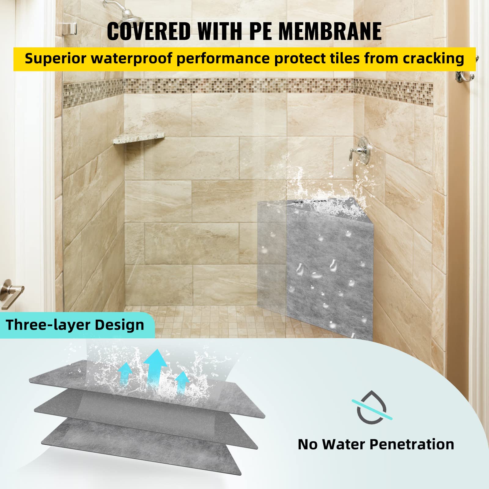 Foto 5 | Asiento De Ducha Vevor Tile De 57 X 40 X 50 Cm, Impermeable, 200 Kg, Color Gris - Venta Internacional.